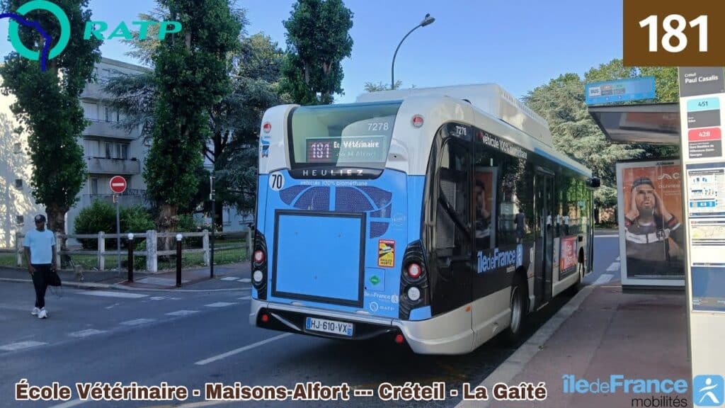 , Maisons-Alfort,Bus 181 RATP – GX137 L GNV N°7278 École Vétérinaire de Maisons-Alfort — Créteil – La Gaîté